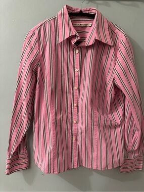 Vintage Tommy Hilfiger Women’s button up Pink, chocolate brown & baby blue